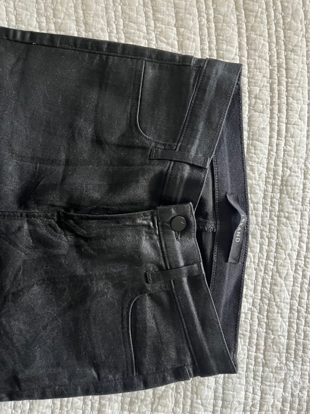 J Brand Black coated Maria Slim jeans size 26 inseam 27 1/4”